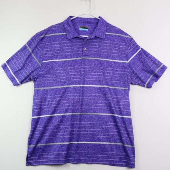 PGA Tour Polo Golf Shirt Mens XXL Purple Striped Short Sleeve - Picture 1 of 6